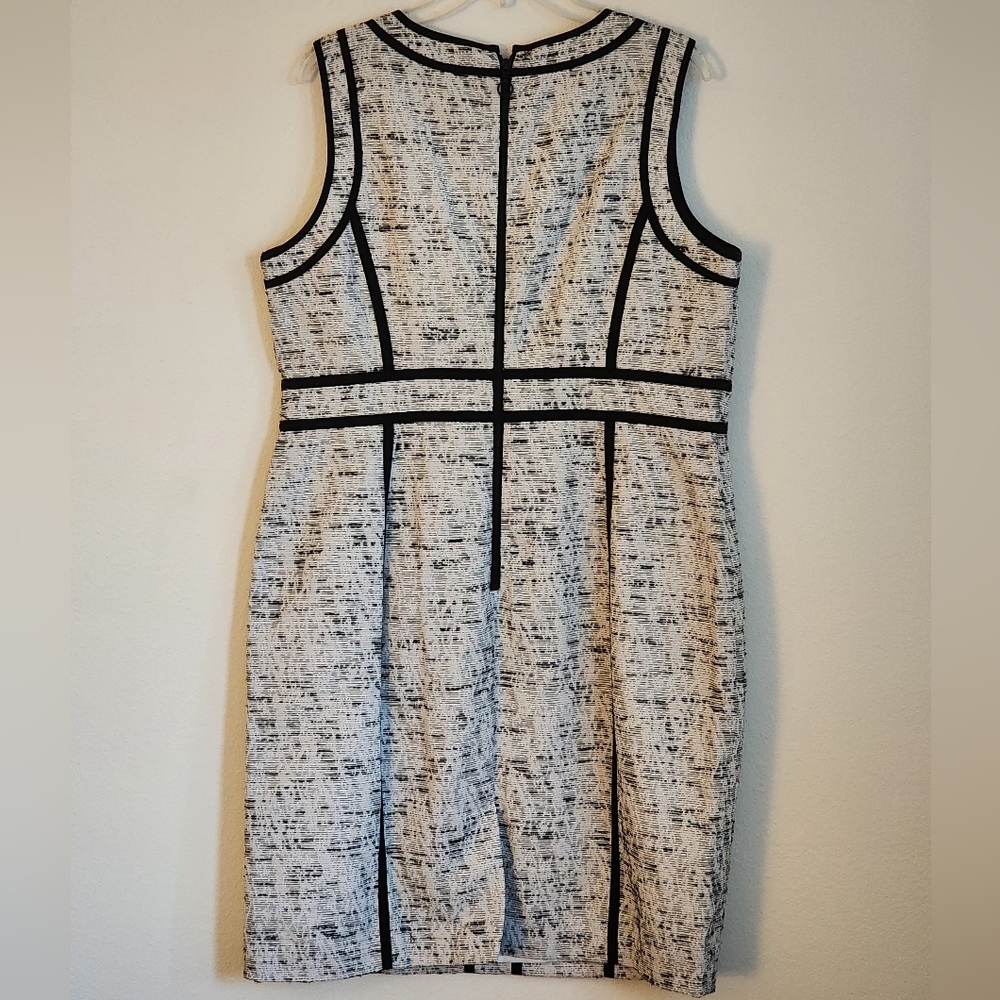 Dana Buchman Sheath Dress White Black Contrast Trim Zip Hook & Eye (NWT) Sz 16 - Picture 7 of 13